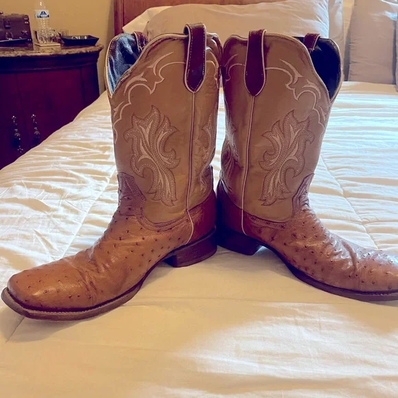 Shoes | Beautiful Pair Of Ostrich Boots Color Peanut Brittle 